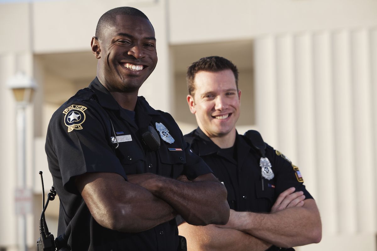 Police officers smiling